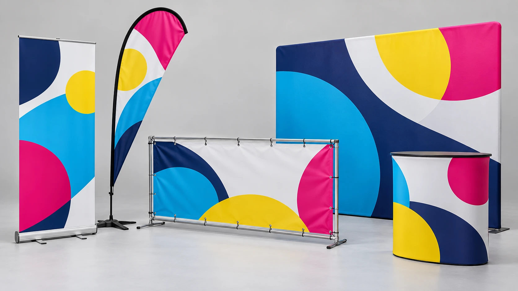 Flintshire Printing’s illustrative roller banner, outdoor flag, PVC banner and exhibition display