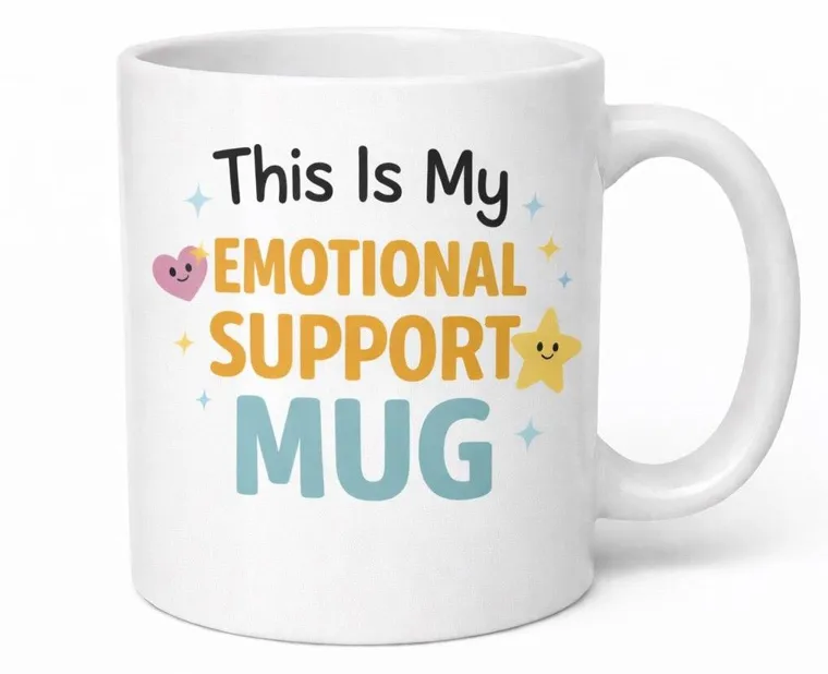 This Is My Emotional Support Mug — a funny office gift mug